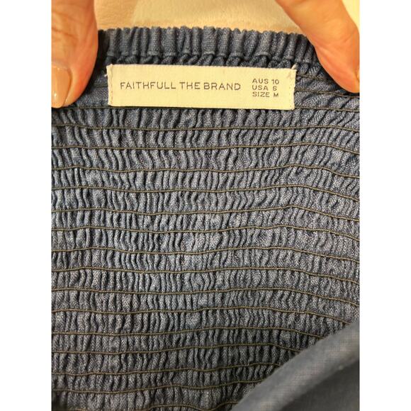 Faithfull the Brand Rodeo Navy Blue Tie-Front Dress. 100% Linen. Size 6/M - Picture 10 of 10